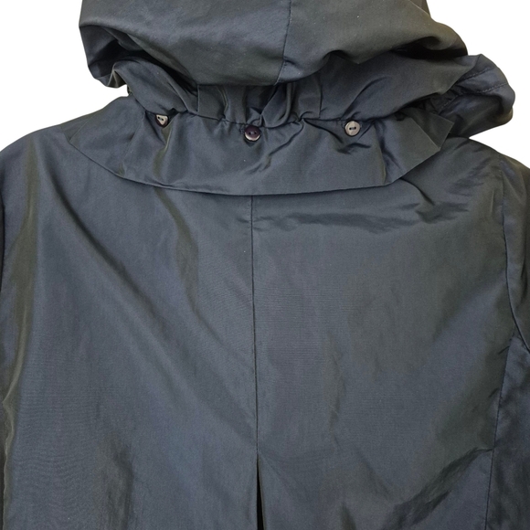 Miu Miu Navy Blue Hooded Belted Trench Coat Rain Jacket 3/4 Sleeve - Picture 8 of 11